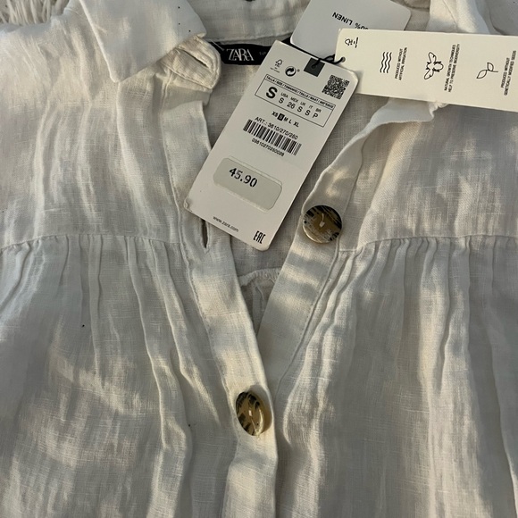 White Zara Linen Button Up Tank Top - Picture 2 of 4